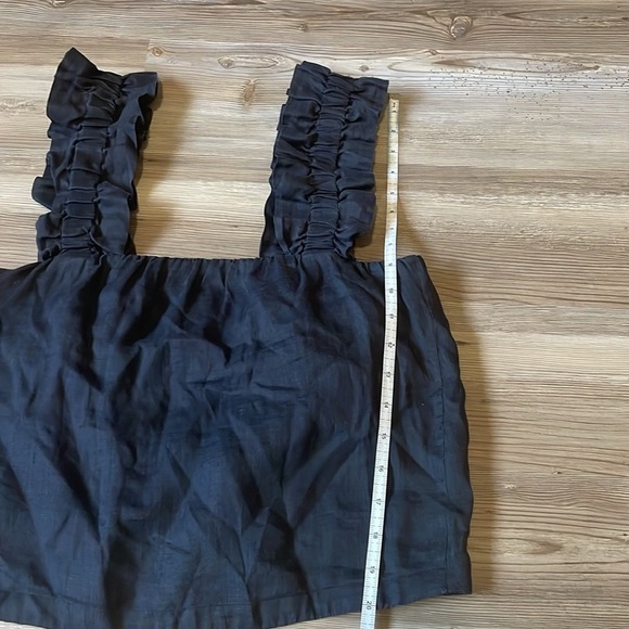 Frame Ruffle Strap Sleeveless Top Black womens XS Feminine Lightweight Lined - Picture 9 of 12